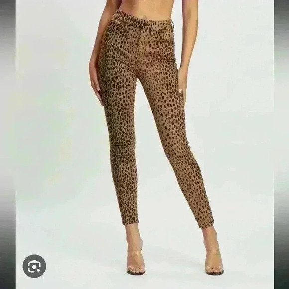 Good American Good Waist High Rise Skinny Leopard Jeans. Size 25 - Picture 1 of 9